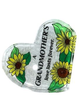 NWT’s AngelStar Glass Decor Heart Shaped Grandmother Plaque with Sunflowers